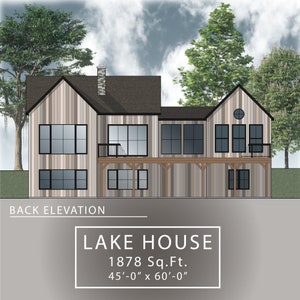 1878 sq.ft. Lakehouse/Cottage Concept Plan 45’ x 60’-0”- 4 bedroom, 2.5 bathroom, walk-out basement