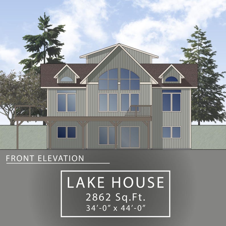 2862 Sq.ft. 2 Story Lakehouse/cottage Concept Plan 34’-0” X 44’-0” - 5 ...
