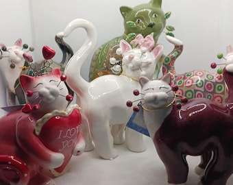 Selection of Amy Lacombe Whimsiclay Cat Figurine Collection Annaco