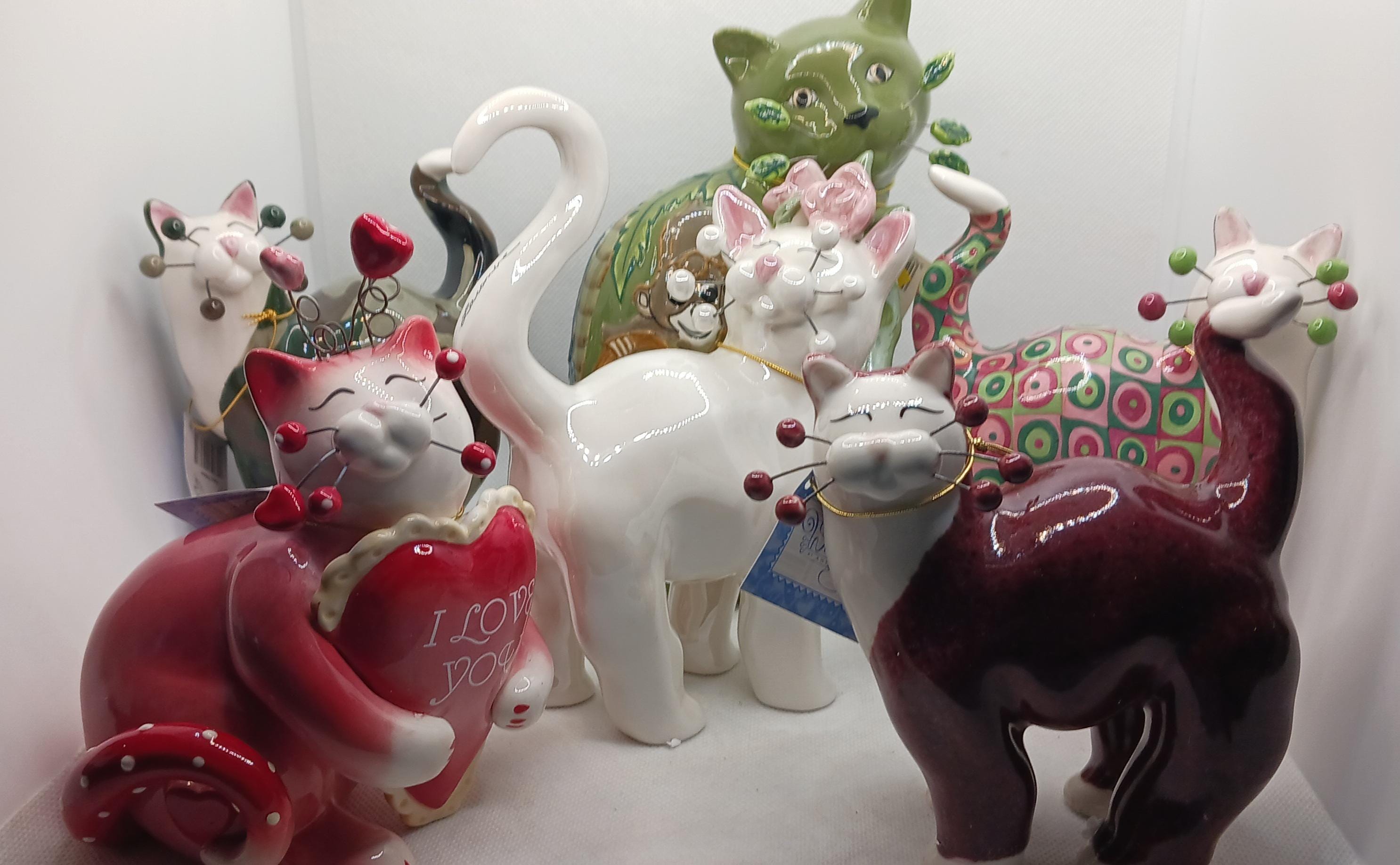 【2点セット】Amy Lacombe WhimsiClay 猫 陶器 置物 Amy Lacombe Whimsiclay Cats - Etsy