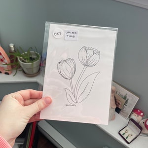 Tulip Flower Art Print | Spring Botanical Wall Art | Floral Illustration | Cottagecore Decor