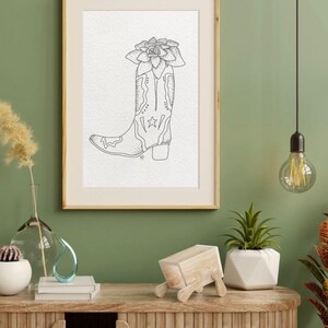 Cowboy Boot Art Print | Western Wall Decor | Floral Boot Illustration | Boho Country Print