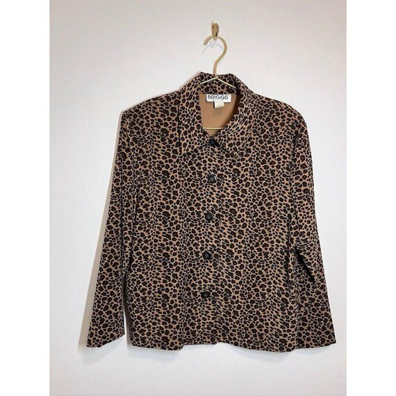 Briggs Petite Jacket Leopard Collared Large - image 4