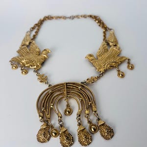 Vintage Cadoro Gold tone  Necklace Etruscan Lovebirds