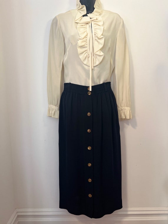 Vintage Anne Klein Black Silk Maxi Skirt women’s  