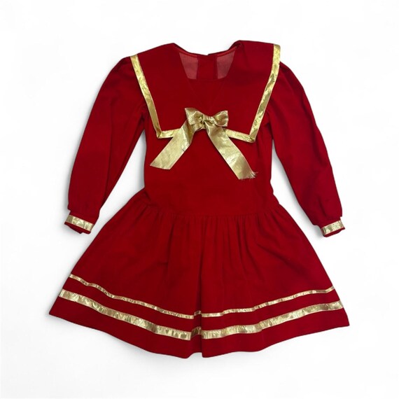 vintage 90s red gold velour bow dress jo Lene