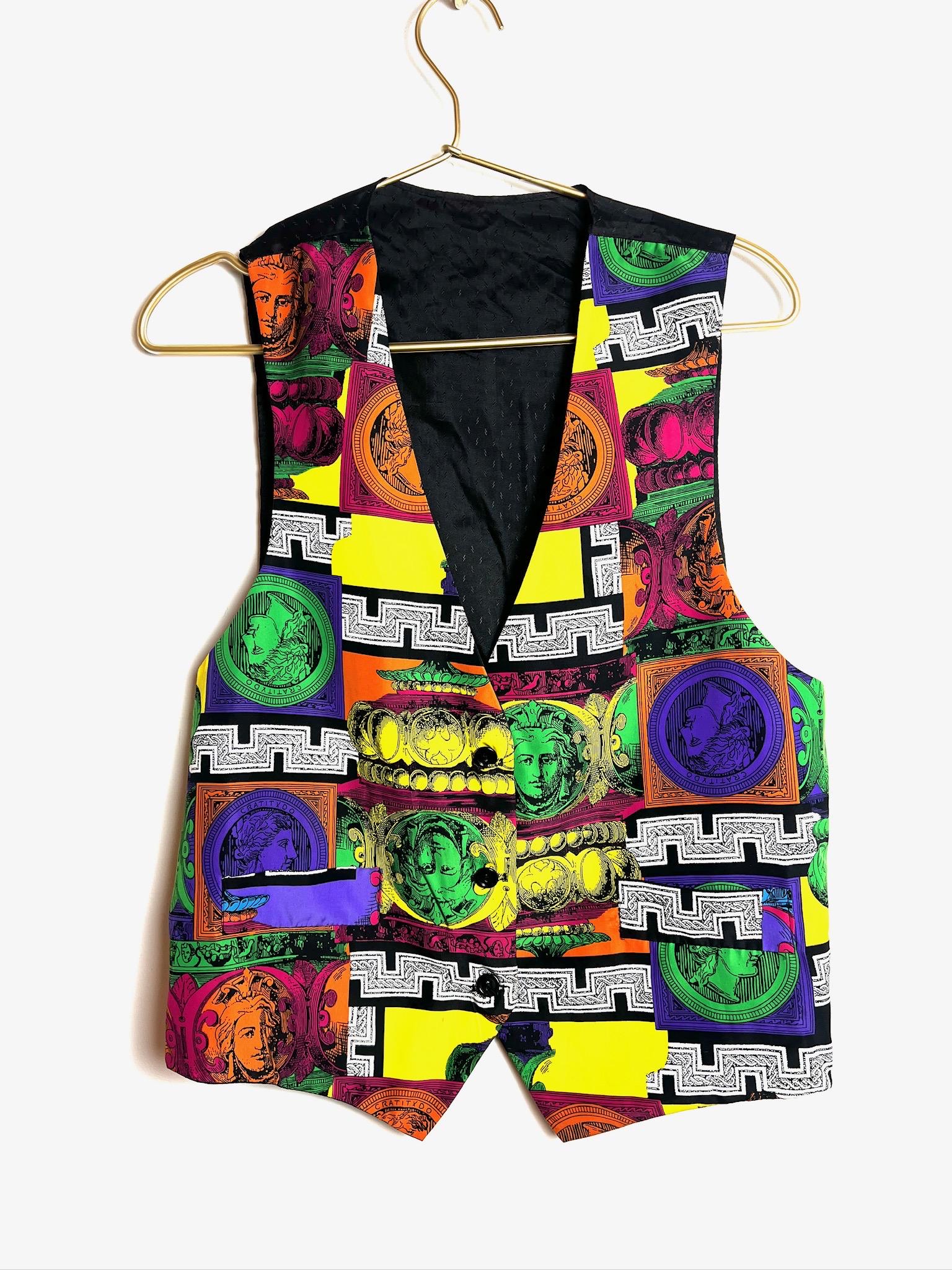 Santa Monica - ▪️40’s【COMBI】VINTAGE VEST Vintage Citron Santa Monica Colorful Vest - Etsy