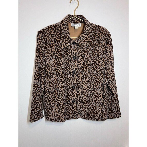 Briggs Petite Jacket Leopard Collared Large - image 1