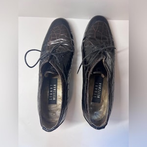 Stuart Weitzman Croc Lace up Loafers