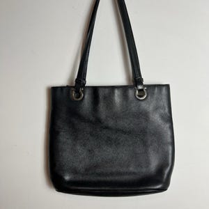 Vintage Salvatore Ferragamo Black Leather Shoulder Tote Bag