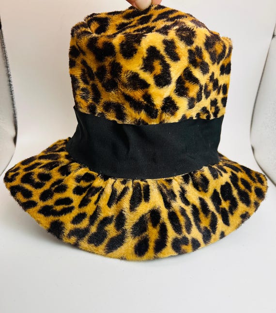Vintage Leopard Union Made Hat Cap Faux Fur