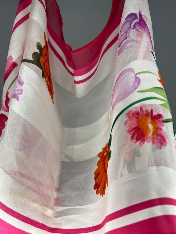 Oscar De La Renta Vintage Silk Floral Scarf - image 6