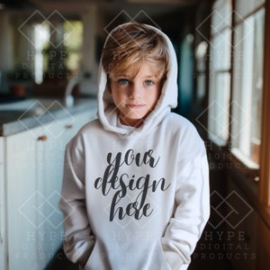 White Hoodie Mockup, Rabbit Skins 3326, Toddler Model Mock, Toddlers Sweater Mockup , Kids Mockup, White Toddler Hoodie Mock-up