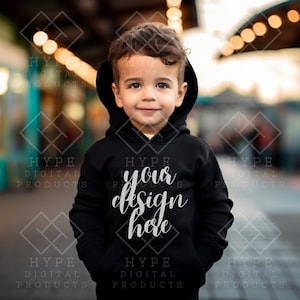 Black Hoodie Mockup, Rabbit Skins 3326, Toddler Model Mock, Toddlers Sweater Mockup , Kids Mockup, Black Toddler Hoodie Mock-up