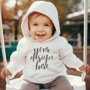 White Hoodie Mockup, Rabbit Skins 3326, Toddler Model Mock, Toddlers Sweater Mockup , Kids Mockup, White Toddler Hoodie Mock-up