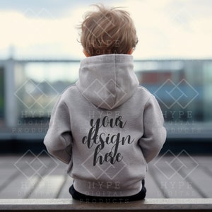 Gray Hoodie Backside Mockup, Rabbit Skins 3326, Toddler Model Mock, Toddlers Sweater Mockup , Kids Mockup, Grey Toddler Hoodie Mock-up