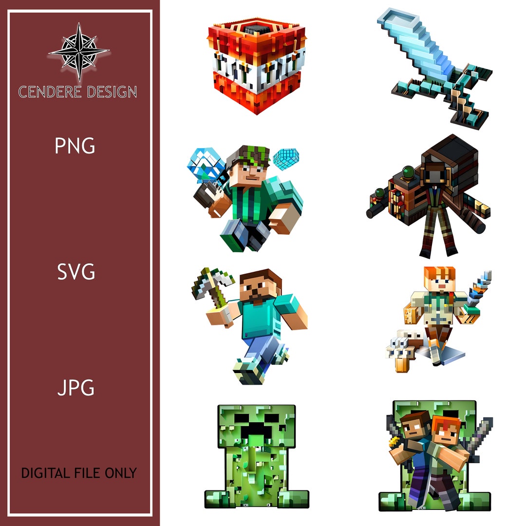 Minecraft Multicolor Print Printable Minecraft Pngdigital Minecraftminecraft Clipart - Etsy