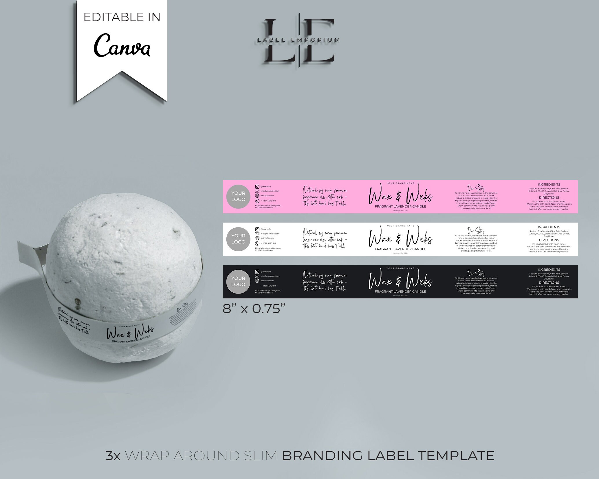 Printable Band Bath Bomb Packaging, Custom Bell Band Bath Bomb Wrapper ...