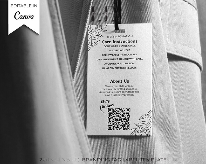Printable Fashion Label Template Editable Hanging Tags - Etsy
