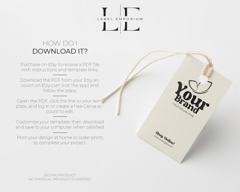 Printable Fashion Label Template Editable Hanging Tags - Etsy