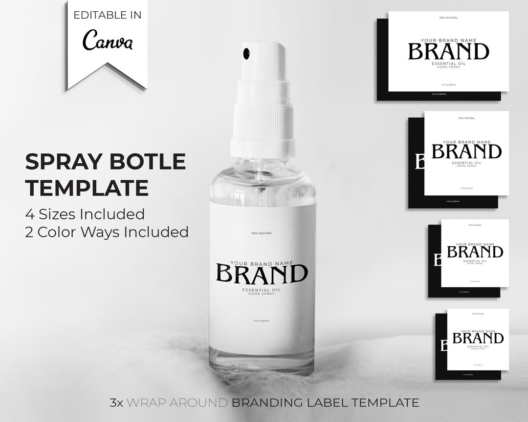 Room Spray Label Template Editable Label Template 2x2, 3x2 DIY Body Room Spray Labels Canva