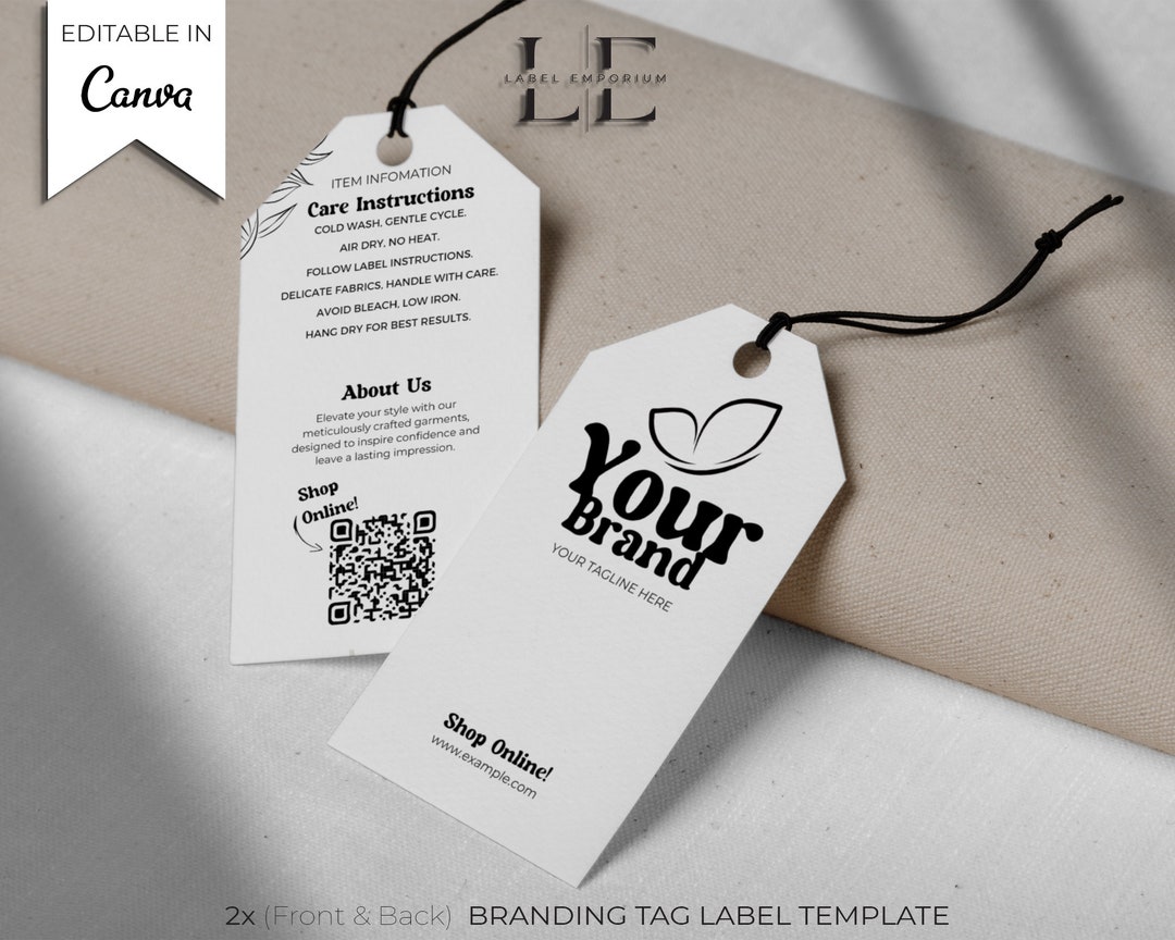 Printable Fashion Label Template Editable Hanging Tags - Etsy