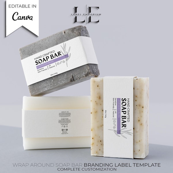 Customizable Skincare Label Template for Soap Bars: Printable Soap Labels, Personalized Design, Canva Editable Template | Skincare Label