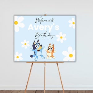 Editable Bluey Heeler Birthday Welcome Sign Template | Bluey Heeler Template Download | Bluey Heeler Birthday Sign Template