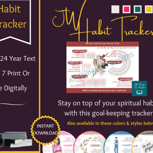 2024 JW Spiritual Habit Goal Activity Tracker Printable Digital Download Spiritual Routine Tracker JW Gifts 2024 Year Text Psalm 56:3