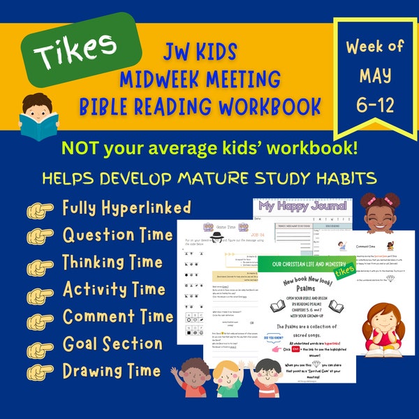 MAY 6-12 JW Kids Midweek Meeting worksheets, Spiritual Gems For Kids, JW Homeschool, Family Worship Kids Bible Reading, Kids Activity Book