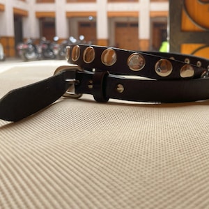 BLACK Premium Studded Full Grain Leather Belt Hand Made Spiked – Edgy Punk Rock , Vegan Leather belt, Stylish Hobo Belt for men and Women