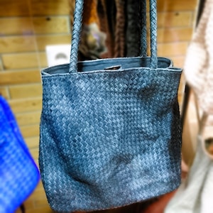 Leder Handtasche GREY, handgemachte Ledertasche, Schultertasche, Frauenledertasche, elegante Tasche, Geldbeuteltasche, geflochtenes Leder, Crossbody tasche