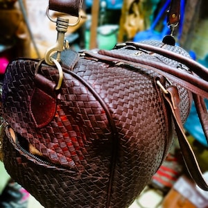 DUFFEL Bag Luxurious Full DARK RED - Grain Leather Gym Bag - Moroccan Elegant Weekender Overnight Duffel - Unisex Gift for Him or Her&quot;