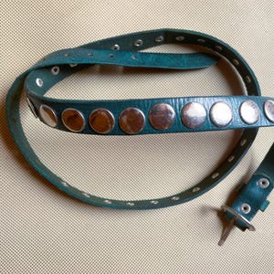 BLUE Premium Studded Full Grain Leather Belt Hand Made Spiked – Edgy Punk Rock , Vegan Leather belt, Stylish Hobo Bag for men and Women