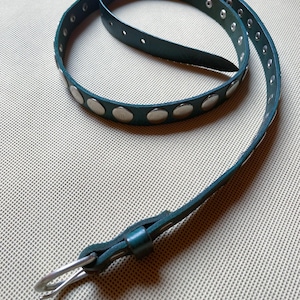 BLUE Premium Studded Full Grain Leather Belt Hand Made Spiked – Edgy Punk Rock , Vegan Leather belt, Stylish Hobo Bag for men and Women