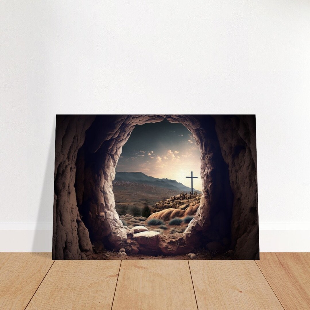 Jesus Resurrection Canvas, View Leaving the Tomb. Jesus Wall Art