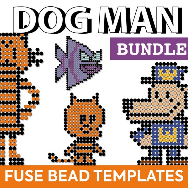 Fichiers PDF Lot chien homme et amis Perler Hama Bead modèles de perles fondues à fusionner Téléchargement numérique