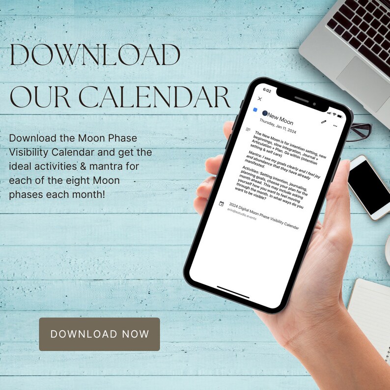 2024 Digital Moon Phase Visibility Calendar marketing Activities Etsy