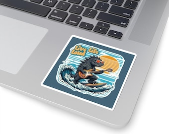 Godzilla Live Life Loud Kiss-Cut Sticker, Fun Laptop Decal, Vinyl Waterproof Sticker for Planner, Car or Scrapbook, Unique Die-Cut Sticker
