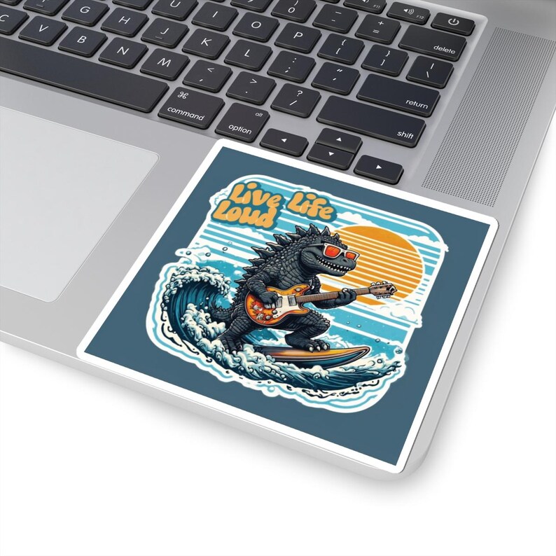 Surfing Godzilla Sticker: Fun Laptop Vinyl Decal image 3