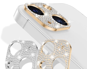 Rhinestone Rear Camera Lens Frame – Compatible with iPhone Models – Phone Accessory Craft Supply