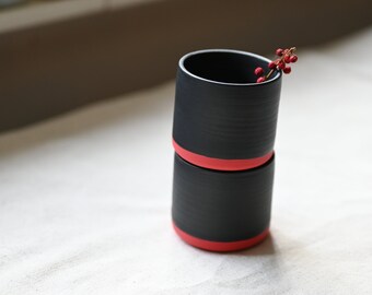 Lot de deux tasses à café céramique - Tasse à thé - Tasse noir - Tasse minimal - Tasse artisanale - Céramique artisanale - Idée de cadeau