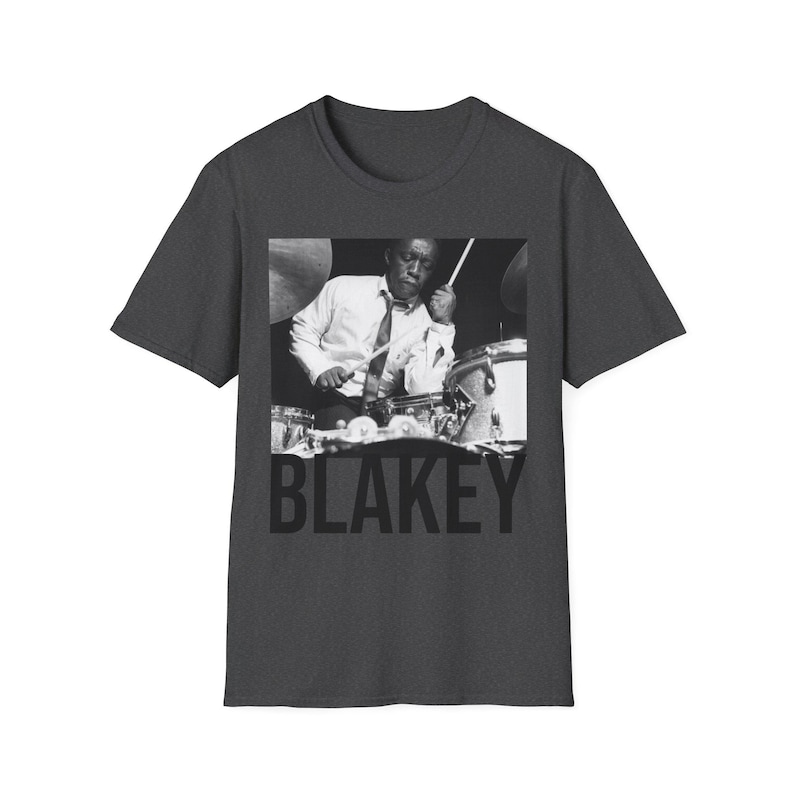 Camiseta de Art Blakey / Camiseta vintage de baterista de jazz, camiseta con foto en blanco y negro, camiseta gráfica de música hard bop, regalo retro de jazz para músicos. imagen 6