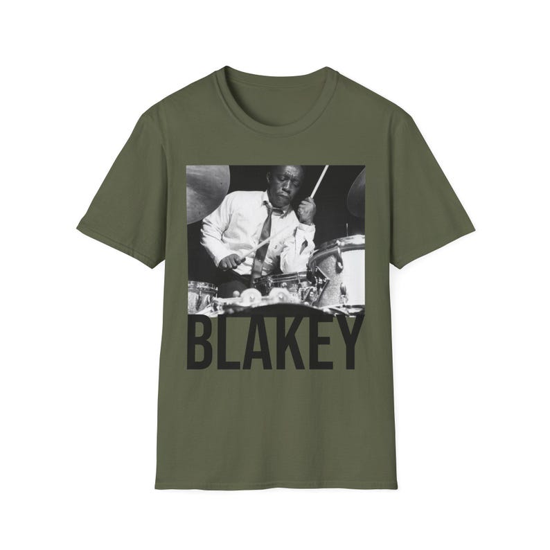 Camiseta de Art Blakey / Camiseta vintage de baterista de jazz, camiseta con foto en blanco y negro, camiseta gráfica de música hard bop, regalo retro de jazz para músicos. imagen 5