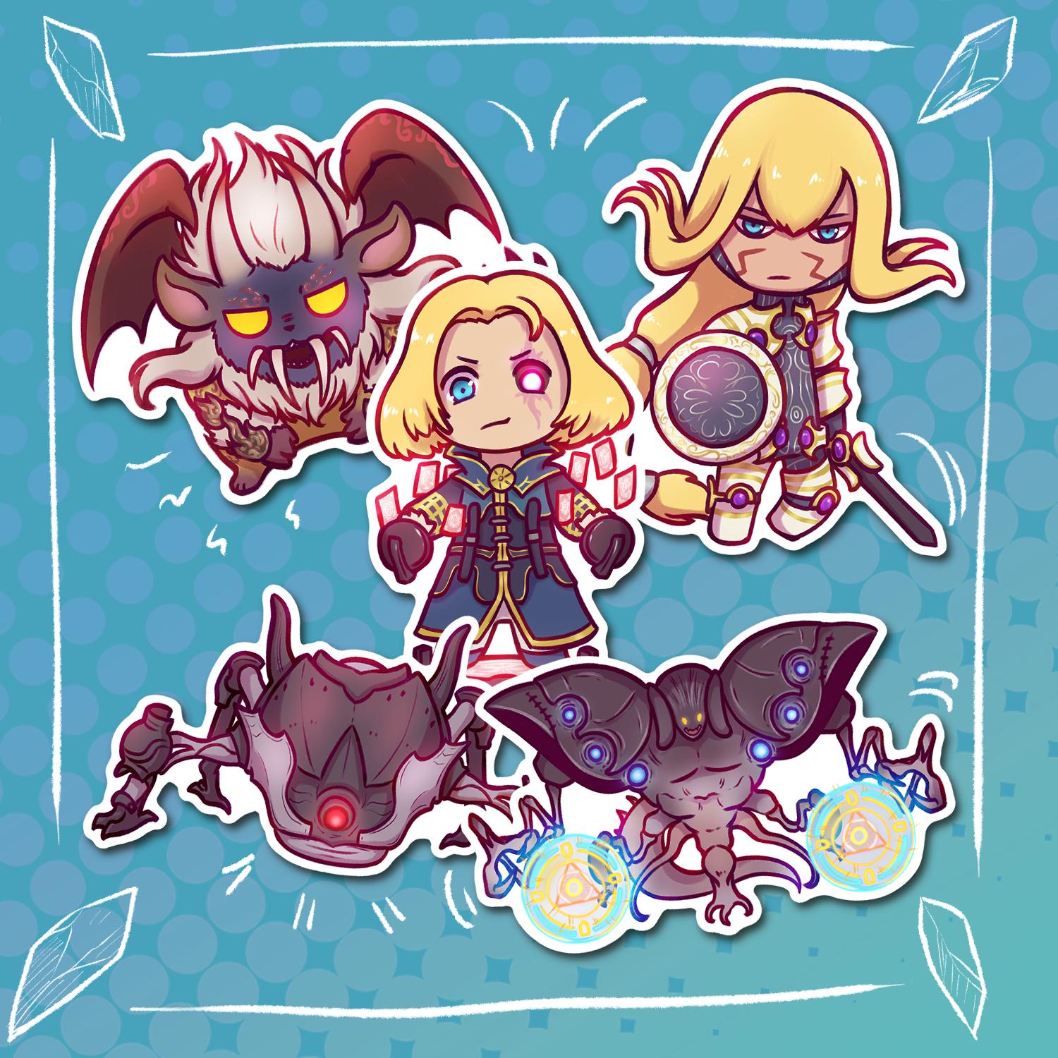 FFXIV FFXI Chibi San D'oria Raid Boss Stickers: Eald'narche, Kirin, Kam ...
