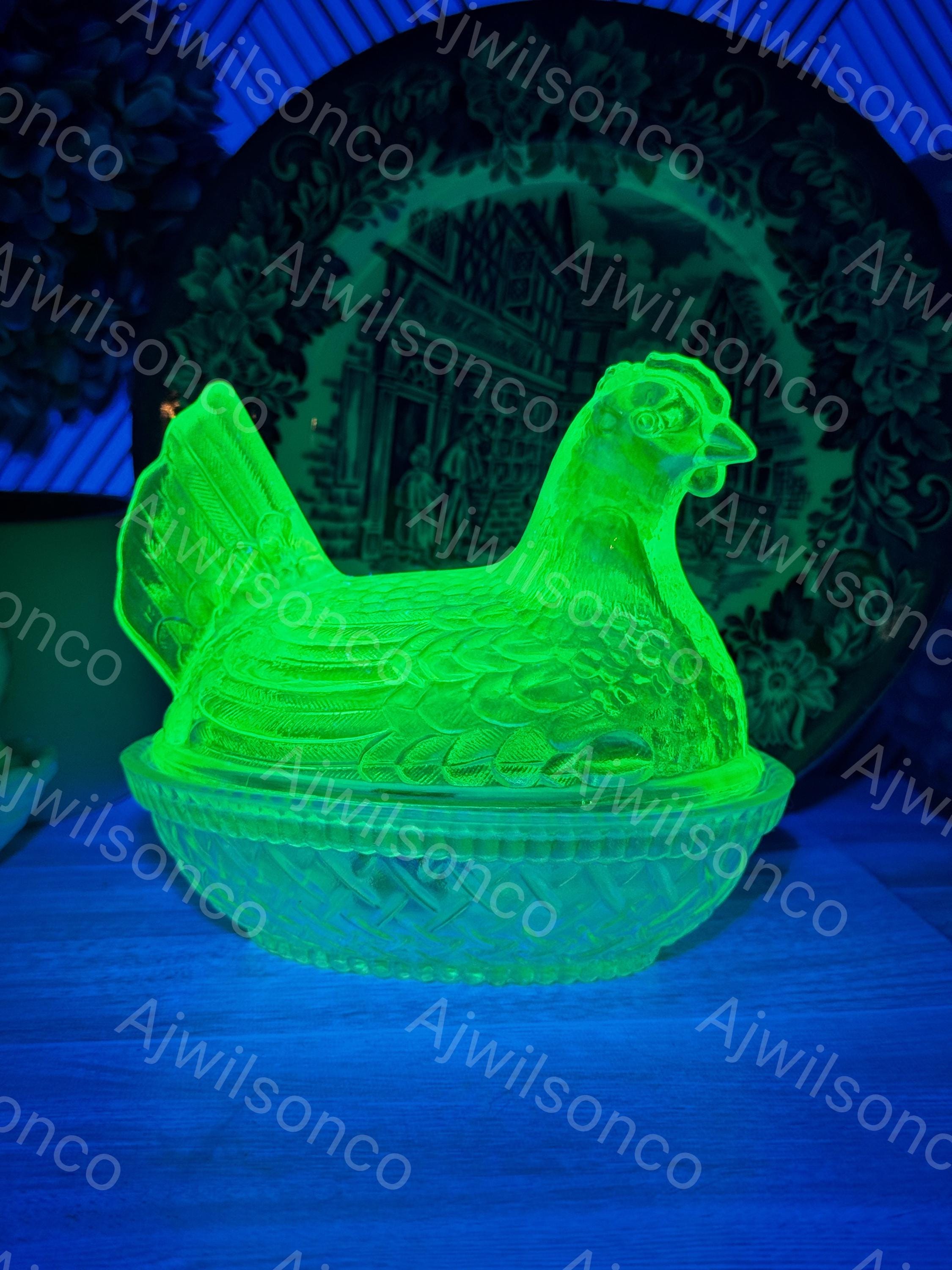 Vintage Lenox Imperial Glass Meadow Green Carnival UV Uranium