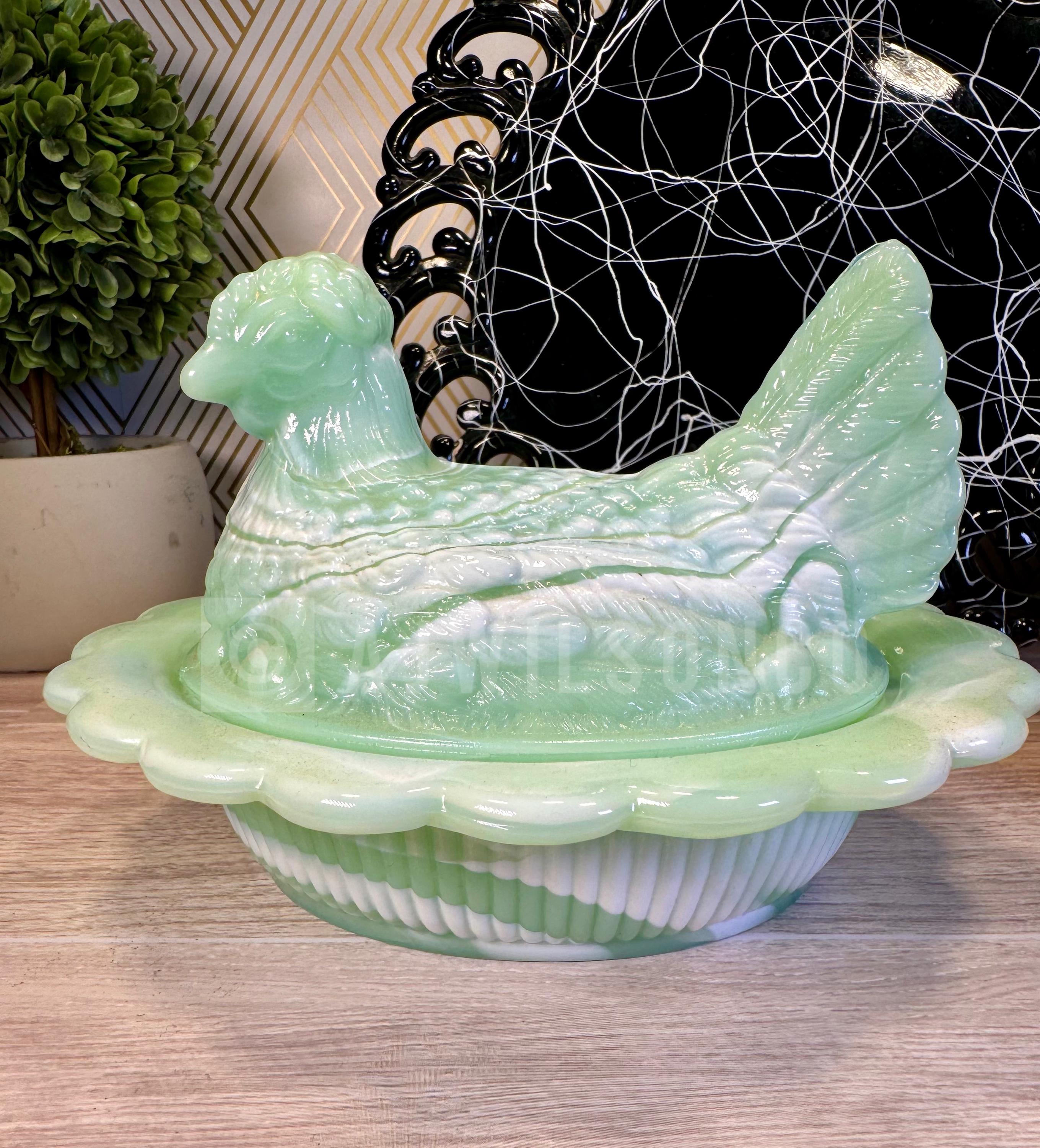 RARE MCM Vintage Mosser Glass Seafoam Green Slag Swirl Marble