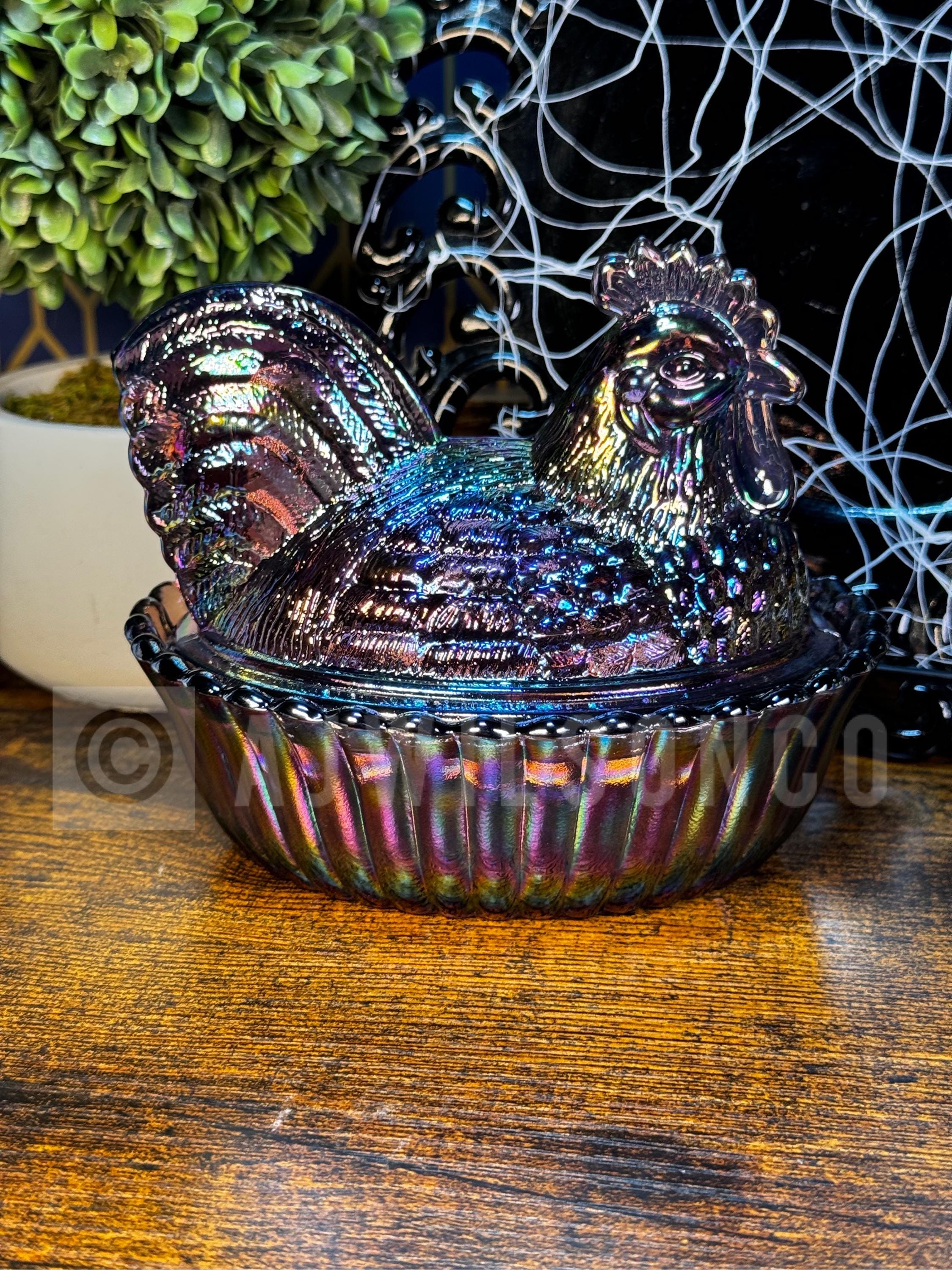 Westmoreland Rosso Glass Plum Purple Carnival Glass Split Tail