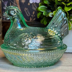 Vintage Lenox Imperial Glass Meadow Green Carnival UV Uranium Glass ...