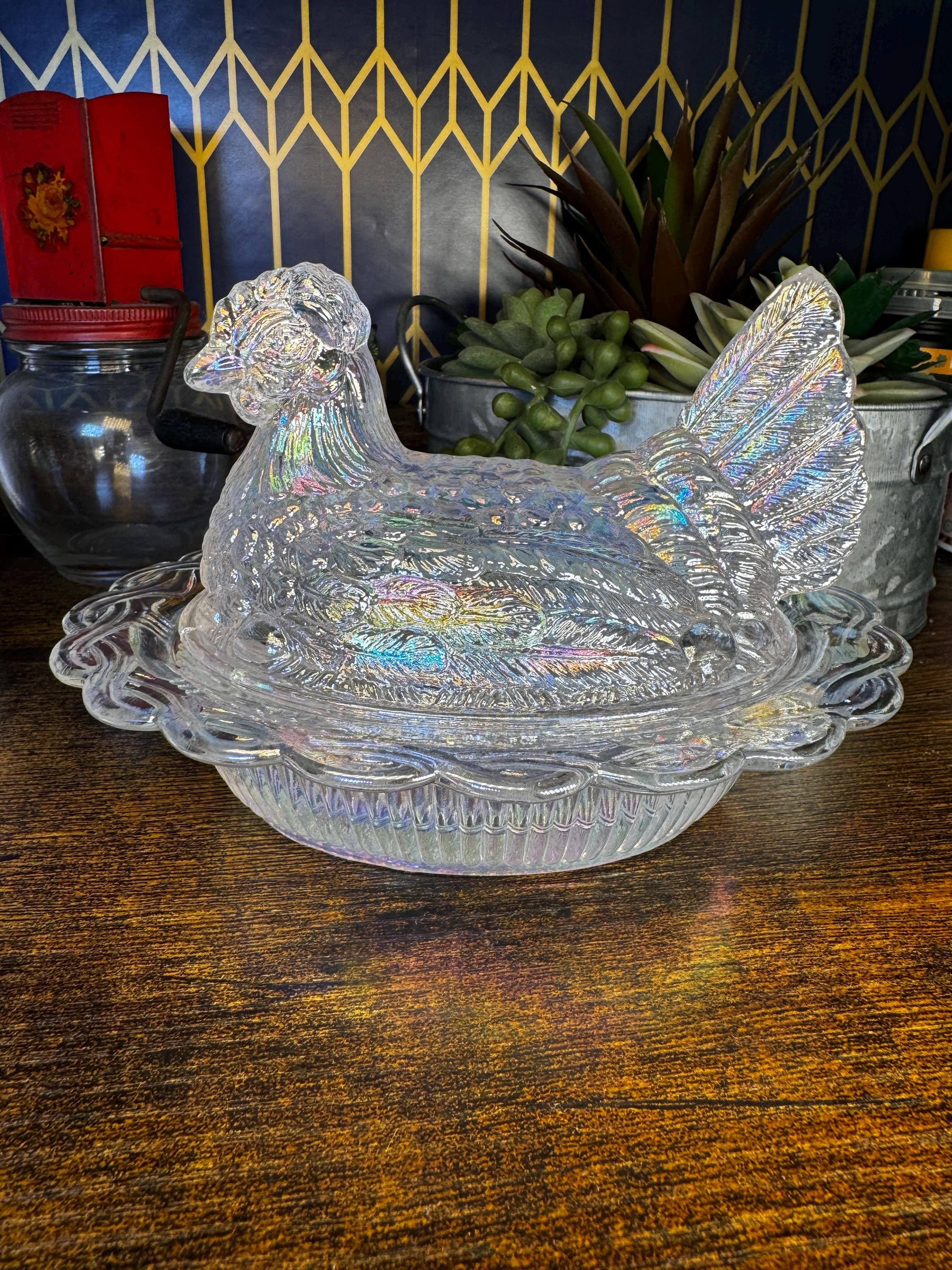 MCM Vintage Mosser Glass Iridescent Carnival Pearlescent Opal Like